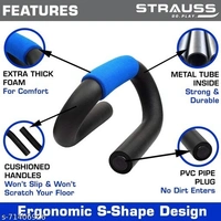 Strauss Power Pushup Bar Stand for Gym & Home Exercise with Foam Grip Handle for Chest Press, (Black/Blue) (PushUp Stand with Foam Grip | Push-up Bar) - Free Size