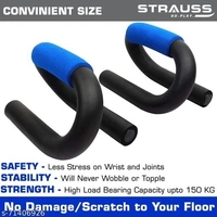 Strauss Power Pushup Bar Stand for Gym & Home Exercise with Foam Grip Handle for Chest Press, (Black/Blue) (PushUp Stand with Foam Grip | Push-up Bar) - Free Size