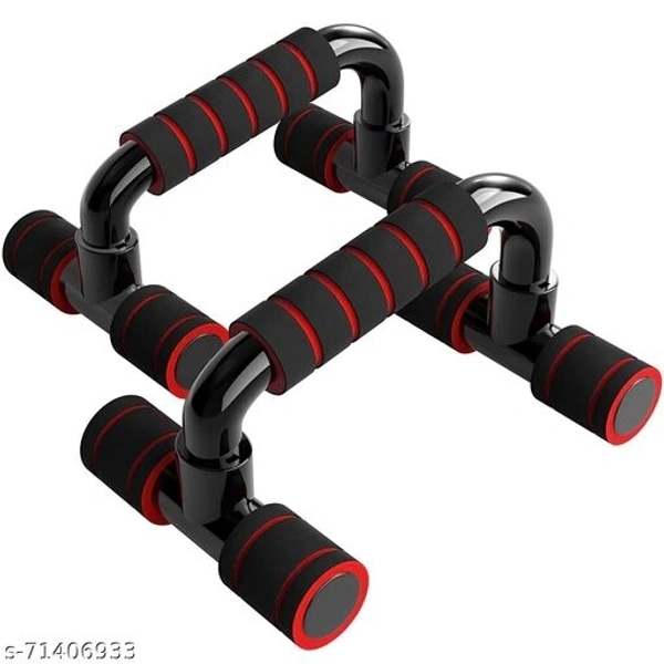 Strauss Moto Pushup Bar Stand for Gym & Home Exercise with Foam Grip Handle for Chest Press, Pair (Black) (PushUp Stand with Foam Grip | Push-up Bar) - Free Size