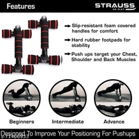Strauss Moto Pushup Bar Stand for Gym & Home Exercise with Foam Grip Handle for Chest Press, Pair (Black) (PushUp Stand with Foam Grip | Push-up Bar) - Free Size