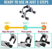 Strauss Moto Pushup Bar Stand for Gym & Home Exercise with Foam Grip Handle for Chest Press, Pair (Black/Blue) (PushUp Stand with Foam Grip | Push-up Bar) - Free Size