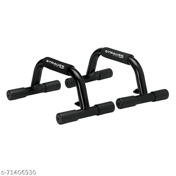 Strauss Steel Pushup Bar Stand for Gym & Home Exercise with Foam Grip Handle for Chest Press, (Black) (PushUp Stand with Foam Grip | Push-up Bar) - Free Size