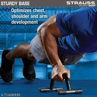 Strauss Steel Pushup Bar Stand for Gym & Home Exercise with Foam Grip Handle for Chest Press, (Black) (PushUp Stand with Foam Grip | Push-up Bar) - Free Size