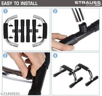 Strauss Steel Pushup Bar Stand for Gym & Home Exercise with Foam Grip Handle for Chest Press, (Black) (PushUp Stand with Foam Grip | Push-up Bar) - Free Size