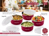 Segovia Stainless steel Microwave safe Lunch box container with air tight lid capacity 400ml set of 4 pcs - Free Size