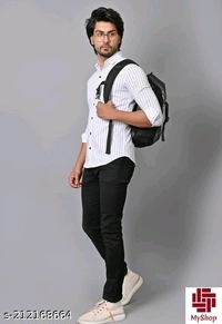 Casual White Vertical Stripes/Lining Printed Cotton Shirts/Full/Slim collar White Vertical Stripes/Lining Printed shirt /printed White shirts /Party wear White Shirts for men/full sleeves White Lining Printed shirts/printed full sleeves Cotton shirts - White, M