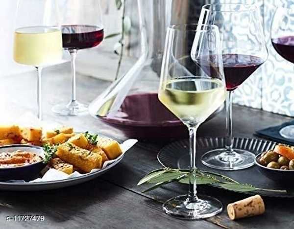 Red and White Wine Glass, Cut Wine Glasses (Transparent, 350ml) (Set of 1) - Free Size
