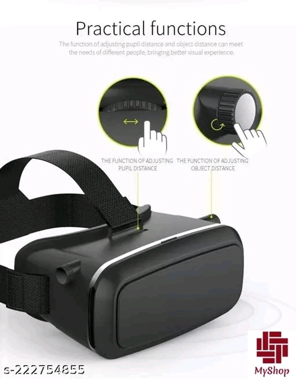VR PRO VIRTUAL REALITY 3D GLASSES HEADSET Premium VR Box - Black, Free Size