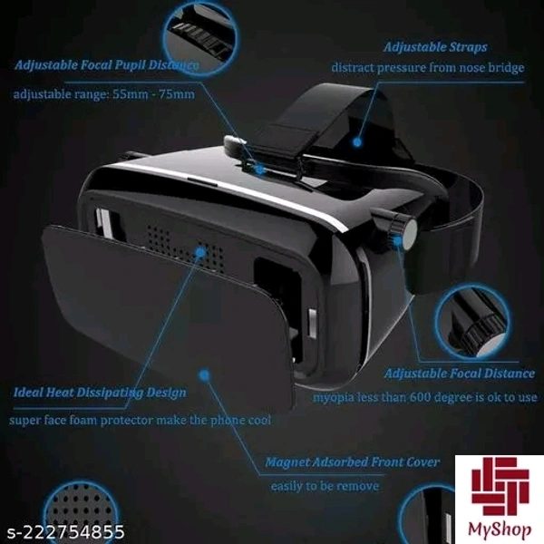 VR PRO VIRTUAL REALITY 3D GLASSES HEADSET Premium VR Box - Black, Free Size