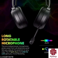 Coconut GH2 Fusion Gaming Headphone with RGB Lights, 50MM Drivers, 2.2m Cable | RGB Gaming Headset for PC, PS4, Xbox, Laptop - Free Size, Black