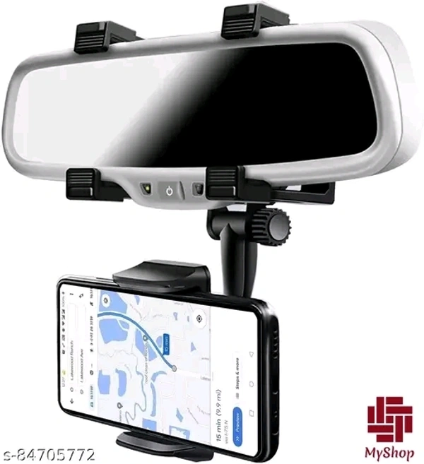 OHAS Car Mobile Holder- Rearview Mirror Phone Holder- Car Phone Mount- Phone Bracket, Phone Stand with 270° Swivel and Adjustable Clips, Universal Smartphone Cradle (Black) - Black, F, Free Size