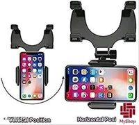 OHAS Car Mobile Holder- Rearview Mirror Phone Holder- Car Phone Mount- Phone Bracket, Phone Stand with 270° Swivel and Adjustable Clips, Universal Smartphone Cradle (Black) - Black, F, Free Size