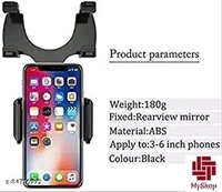 OHAS Car Mobile Holder- Rearview Mirror Phone Holder- Car Phone Mount- Phone Bracket, Phone Stand with 270° Swivel and Adjustable Clips, Universal Smartphone Cradle (Black) - Black, F, Free Size