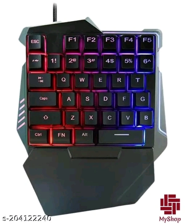 COOLCOLD Single Handed USB Gaming Keyboard, Wired 35 Keys Rainbow LED Backlight, One Hand Portable Mini Gaming Keypad, Ergonomic Design with Wrist Rest for PC, Laptop, Pubg (Black) (G7) - Free Size