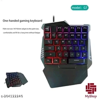 COOLCOLD Single Handed USB Gaming Keyboard, Wired 35 Keys Rainbow LED Backlight, One Hand Portable Mini Gaming Keypad, Ergonomic Design with Wrist Rest for PC, Laptop, Pubg (Black) (G7) - Free Size