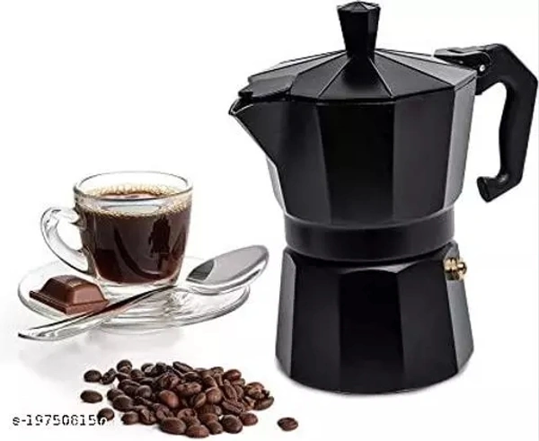 New Espresso Coffee Maker stovetop espresso coffee Percolator 300 ml-6-cup, Black - Free Size
