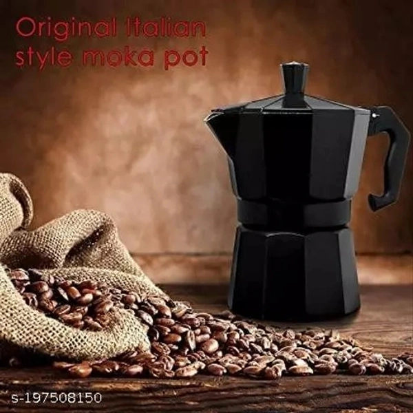 New Espresso Coffee Maker stovetop espresso coffee Percolator 300 ml-6-cup, Black - Free Size