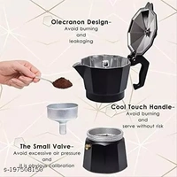 New Espresso Coffee Maker stovetop espresso coffee Percolator 300 ml-6-cup, Black - Free Size