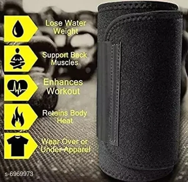 Sweating Waist Trimmer Fat Burner Belly Tummy Yoga Wrap Black Exercise Belt - XXS