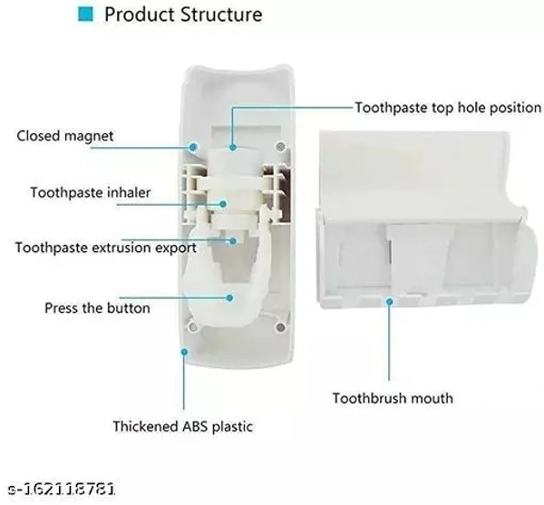 Toothbrush Holder with Cover Automatic Toothpaste Dispenser Set Dustproof Toothbrush Sanitizer  (Multicolor, Wall Mount) - Free Size