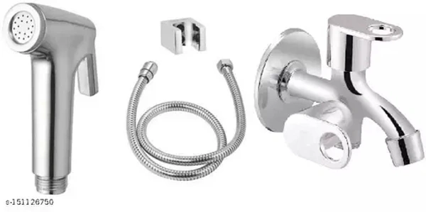 fastgear by Fastgear Health Faucet with 2way/twin Bib-tap/Angle Wall for Bathroom/Kitchen/Garden Trendy Design water Saving Aerator Suitable for Washbasin Bathroom &Kitchen Health Faucet - Free Size