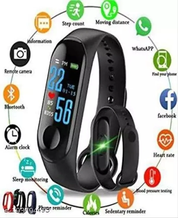 M4 band.  Full Touch Screen Bluetooth Smart watch with Body Temperature, Blood Pressure, Heart Rate & with All 3G/4G/5G Android & iOS  for Men & Women (Black)3 - Black, Free Size