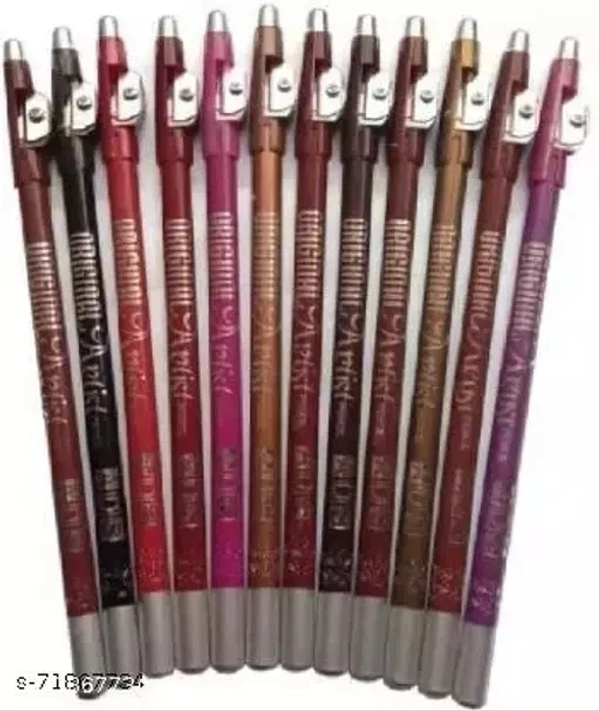 ads Perfect Eye and Lip Liner Pencil with Sharpener (Eye Liner, Lip Liner Pencil 12 Pieces) (Multi color) - Free Size