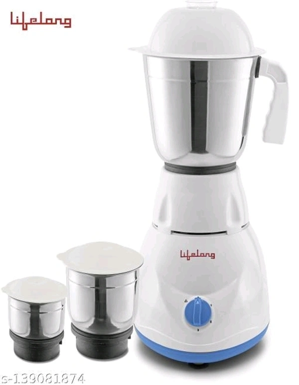 Lifelong LLMG20 Power Pro 500W With 3 Jars Mixer Grinder (White/Blue) - Free Size