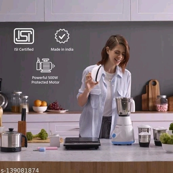 Lifelong LLMG20 Power Pro 500W With 3 Jars Mixer Grinder (White/Blue) - Free Size