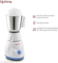 Lifelong LLMG20 Power Pro 500W With 3 Jars Mixer Grinder (White/Blue) - Free Size