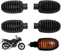 Realon Bajaj Pulsar 150/220 Motorcycle Turn Signal Indicator Light Lamp Blinkers Grill Covers Plastic Black (Bike Headlight Grill Covers) Set of 4 pcs - Free Size