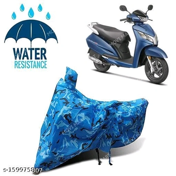 Honda Activa 100% Water Resistant & Dustproof , Honda Activa 6G/5G/4G/3G/125 All Activa Body Cover/Scooty Cover/Water Proof/Rain Resistant Body Cover In All Weather Conditions Bike Body Cover for all Bikes & Scooty Universal Size (Blue Jungle) - Free Size