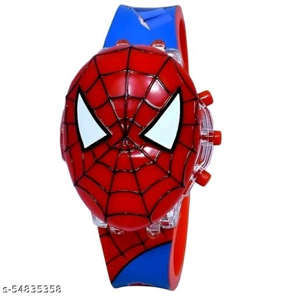 3D Action Figure Spiderman Face Based Toy Design Digital Glowing Watch with Disco Music and Blinking Lights for Kids | for Boys Girls- Good Birthday Return Gift - Free Size