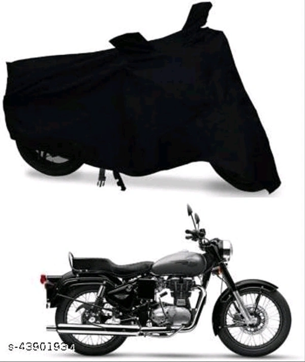 Black Water Resistant Bike Cover for Royal Enfield Classic 350 UV RaysProtection And Dustproof Bike Body Cover - Free Size