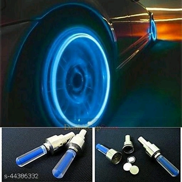 A4S AUTOMOTIVE & ACCESSORIES LED Fireflys Wheel Valve Cap for Bicycle, Motorcycle and Cars (Blue) - Set of 2 Motorcycle LED Lights - Free Size