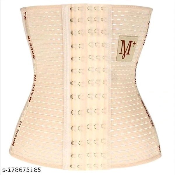 Fshway Waist Trainer Trimmer and Slimming Corset/ 6 Hooks Girdle with Spiral Steel Bone (Free Size Suitable to 30 to 36 Waist) - Free Size