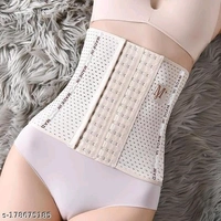 Fshway Waist Trainer Trimmer and Slimming Corset/ 6 Hooks Girdle with Spiral Steel Bone (Free Size Suitable to 30 to 36 Waist) - Free Size