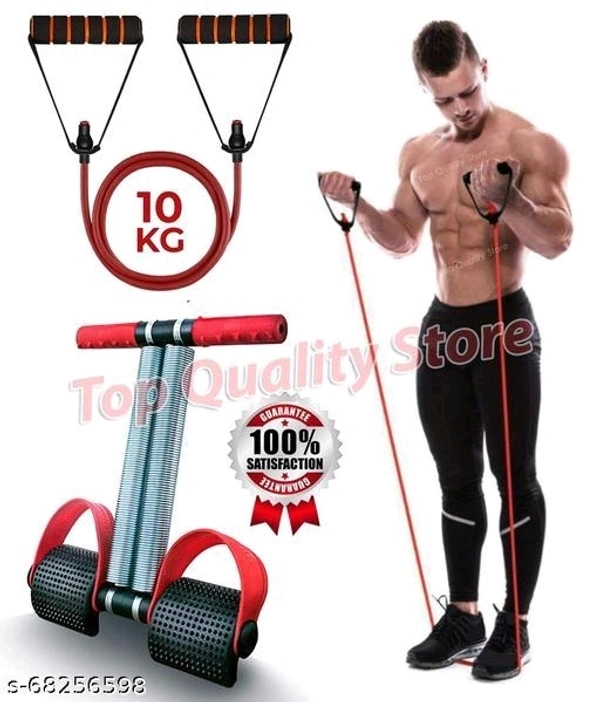 Resistance Loop Bands for Women & Men. Stretchable Exercise Mini Band to Workout Booty Hips Glutes Thighs Legs abs at Home, Outdoors or Gym Double Spring and Rubber Tummy Trimmer for Men & Women, Waist Fat Buster, Abs Exercise & Body Toner Equipment for Home & Gym Use - Free Size