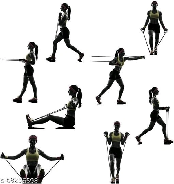 Resistance Loop Bands for Women & Men. Stretchable Exercise Mini Band to Workout Booty Hips Glutes Thighs Legs abs at Home, Outdoors or Gym Double Spring and Rubber Tummy Trimmer for Men & Women, Waist Fat Buster, Abs Exercise & Body Toner Equipment for Home & Gym Use - Free Size