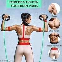 Resistance Loop Bands for Women & Men. Stretchable Exercise Mini Band to Workout Booty Hips Glutes Thighs Legs abs at Home, Outdoors or Gym Double Spring and Rubber Tummy Trimmer for Men & Women, Waist Fat Buster, Abs Exercise & Body Toner Equipment for Home & Gym Use - Free Size
