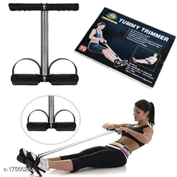Trends Maker Tummy Trimmer Single Spring Ab Exerciser Fat Burner for Men & Women Ab Exerciser (Black) - Free Size