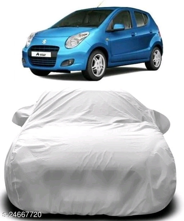 Car Cover for Maruti Suzuki Alto 800 with Mirror Pocket Triple Stitched Bottom Elastic Water Resistant UV Protection & Dustproof Car Cover-Silver Matty - Free Size