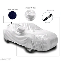 Car Cover for Maruti Suzuki Alto 800 with Mirror Pocket Triple Stitched Bottom Elastic Water Resistant UV Protection & Dustproof Car Cover-Silver Matty - Free Size