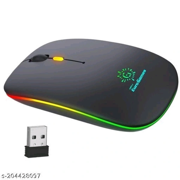 RPM Euro Games Wireless Rechargeable Mouse | For Office & Gaming Use | Adjustable DPI Upto 1600 | 2.4 Ghz Nano USB Adapter - Free Size