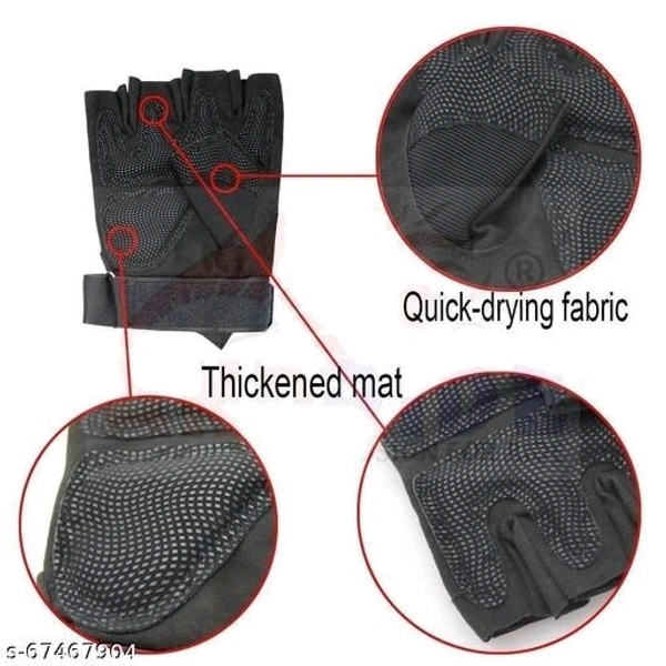 uRock Riding, Cycling, Mountain Bike, Half Finger Anti-Slip Gloves for Men and Women (Free Size) (Black) - Free Size