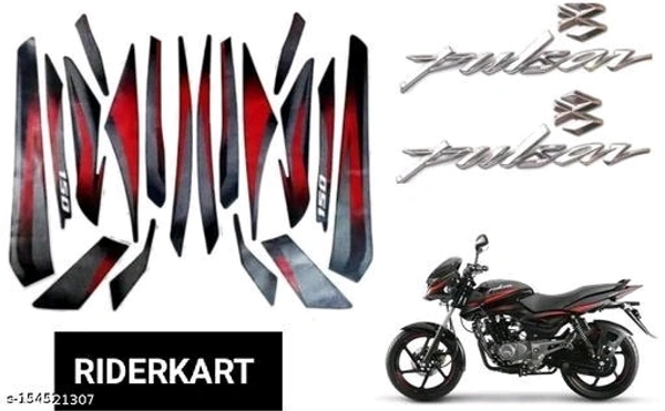 Bajaj Pulsar 150 Cc Ug 7 Black Bike Full Sticker Kit Strong and Self Adhesive Good Quality Vinyl Sticker - Free Size