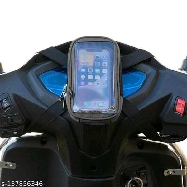 Yumin Universal Mobile holder Bag Pouch for Scooter Scooty Activa Jupiter Phone Cover| Bike Mobile Stand| Bike Accessories (Grey) - Free Size