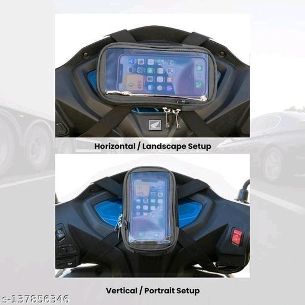 Yumin Universal Mobile holder Bag Pouch for Scooter Scooty Activa Jupiter Phone Cover| Bike Mobile Stand| Bike Accessories (Grey) - Free Size