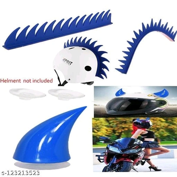 RawatZ Cuttable Rubber Mohawk/Spikes Helmet Accessory with Devil Horn Suction Pad Rubber Headwear Decor Accessories Suitable All Motorcycles, Dirt Bike and Normal Helmets - Free Size
