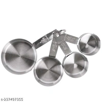 INKULTURE Heavy Duty Stainless Steel Metal Measuring Cup for Dry or Liquid, Fits in Spice Jar, Set of 4 - Free Size